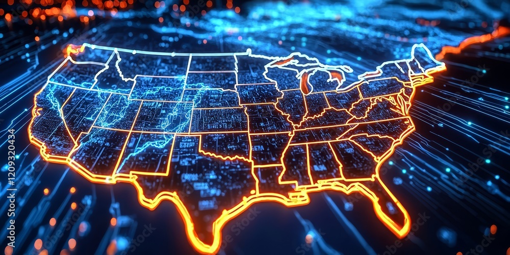 Poster conceptual representation of american global networking.