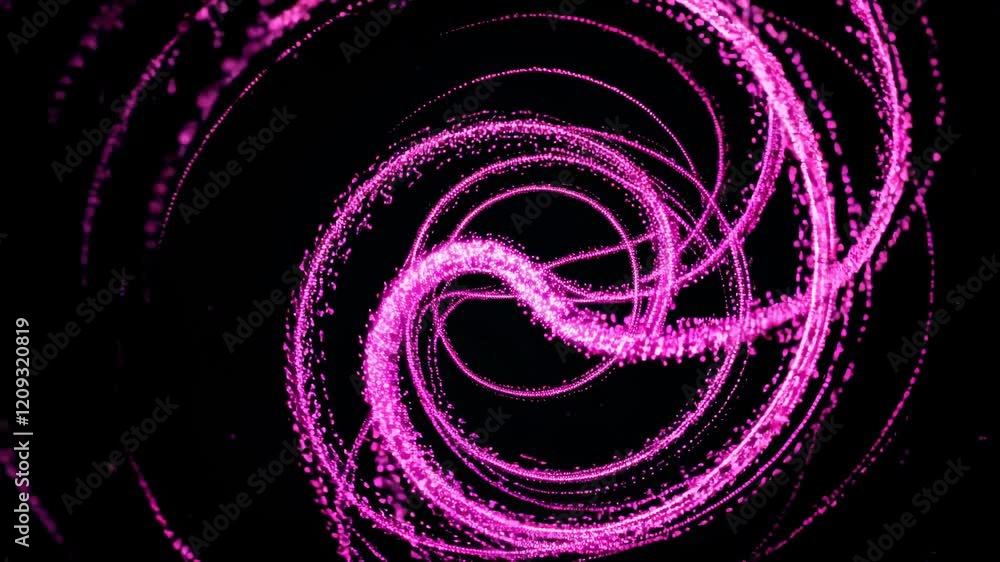 Poster captivating swirling pink particles in a mesmerizing digital animation with vibrant movement and dep