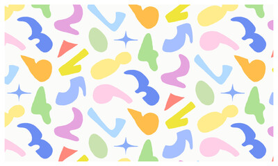 seamless pattern with abstract number design shapes. Hand drawn illustration vector.