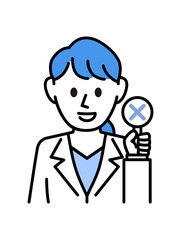 白衣を着た説明する女医