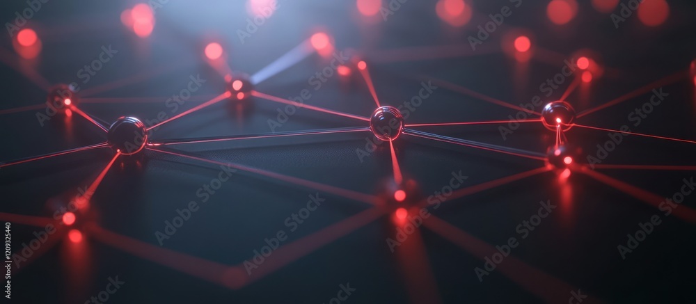 Poster abstract network connection. glowing nodes and lines.