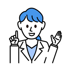 白衣を着た説明する女医