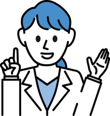 白衣を着た説明する女医