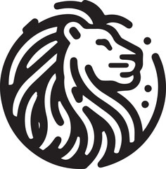 Simple lion logo on black and white background