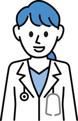 白衣を着た説明する女医