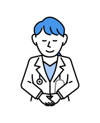 白衣を着た説明する女医