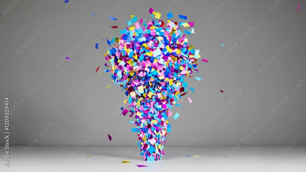 Poster colorful confetti explosion creating a vibrant display of colors in a studio environment