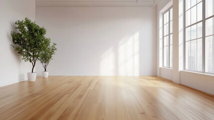 Obraz premium Spacious Contemporary Loft with Elegant Wooden Flooring and Modern Design Elements