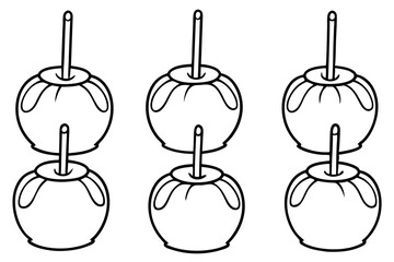 Caramel Apple Monoline Icon Set