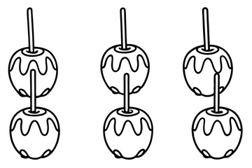 Caramel Apple Monoline Icon Set