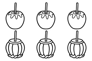 Obraz premium Caramel Apple Monoline Icon Set