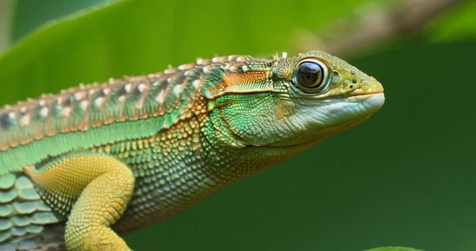 veiled chameleon&rsquo;s limbs as it stretches out to grasp a branch, set against a background of deep green jungle leaves