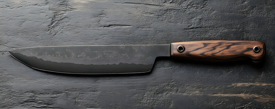 Dark Chef Knife on Wood