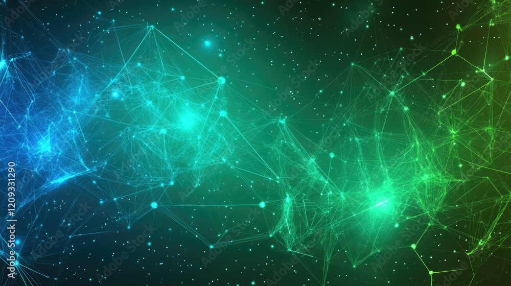 Poster a seamless technology-themed background with interconnected points and fast-moving digital waves in 