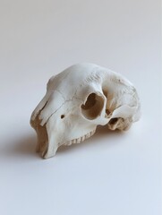 Naklejka premium White animal skull on white surface