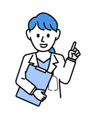 白衣を着た説明する女医