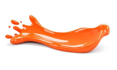 Orange liquid splash, flowing, white background, advertising