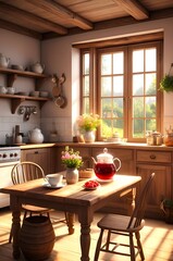 Fototapeta premium kitchen and table