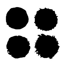 Paint brush circle stroke vector, design element. Trendy black brush, vector illustration