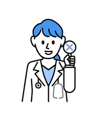 白衣を着た説明する女医