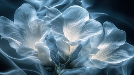 Obraz premium Blossom Snapdragon flower with delicate light blue petals, serene and ethereal atmosphere, dreamlike feelings