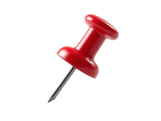 Red push pin isolated on transparent background