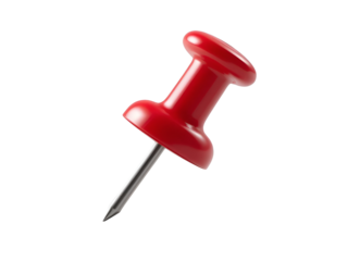 Red push pin isolated on transparent background