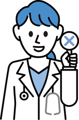 白衣を着た説明する女医