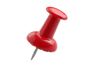 Red push pin isolated on transparent background