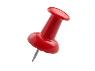 Red push pin isolated on transparent background
