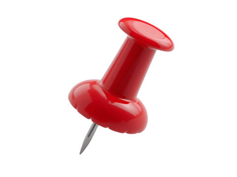 Red push pin isolated on transparent background - Powered by Adobe