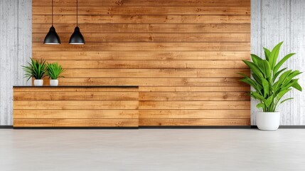 Modern Minimalist Interior with Wood Paneling and Concrete Accents