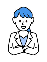 白衣を着た説明する女医