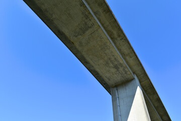 Looking up at the highway overpass