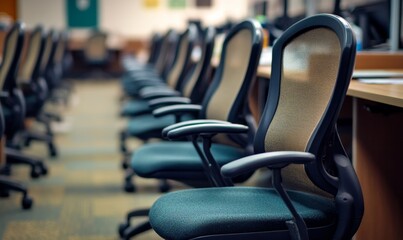Office Chairs Row in Modern Workspace Setting