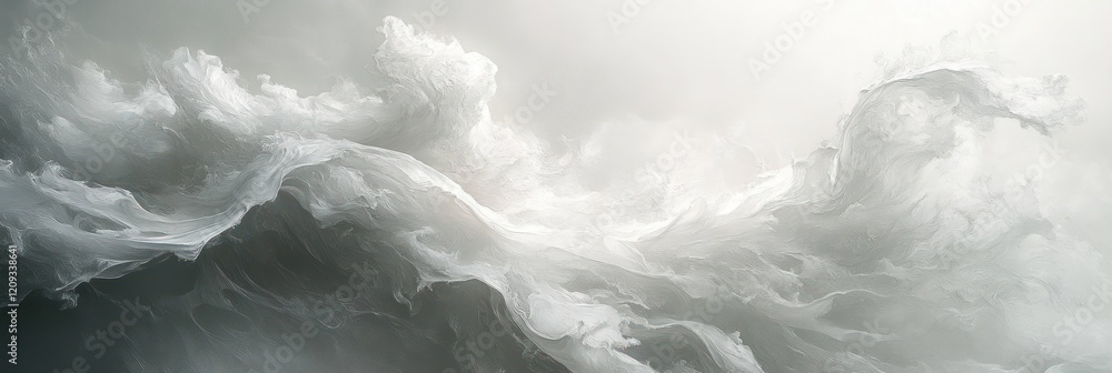 Poster abstract expressionism chaotic brush strokes light gray background serene atmosphere swirling patter