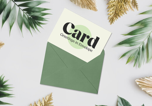 Envelope with Greeting Card Mockup