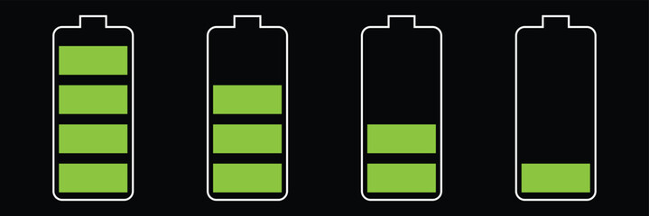 Battery icon set. battery charge level. battery Charging icon. vector illustration. Battery charging indicator icon capacity charge icon