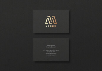 Black Business Cards Mockup