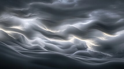 Dramatic Sky With Rolling Cloud Formations And Light Breaking Through Darker Areas