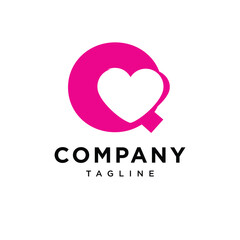 Letter Q Love Valentine Logo Icon Vector