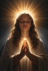 Divine Hands in Prayer: Radiance and Sacred Power