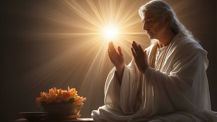 Divine Hands in Prayer: Radiance and Sacred Power