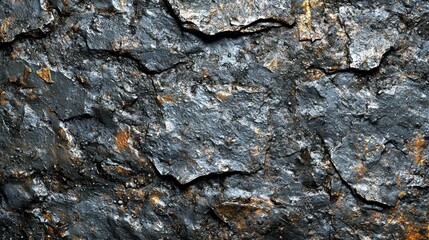 Fototapeta premium Textured surface of dark rock with varying layers and highlights.