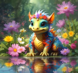 Illustration of adorable baby dragon.