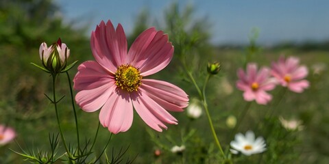 pink cosmos flower in spring