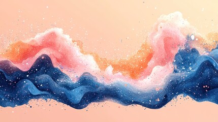 Fototapeta premium Abstract waves of color blending softly in a dreamy landscape.