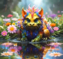 Naklejka premium Illustration of adorable baby dragon.
