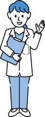 白衣を着た説明する女医