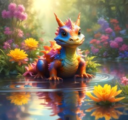 Illustration of adorable baby dragon.